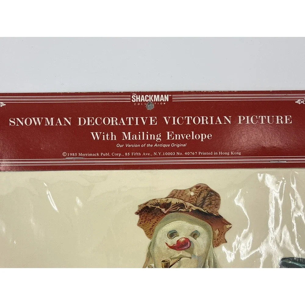 Vtg NOS Merrimack Shackman Collection Victorian Children Building Snowman Card